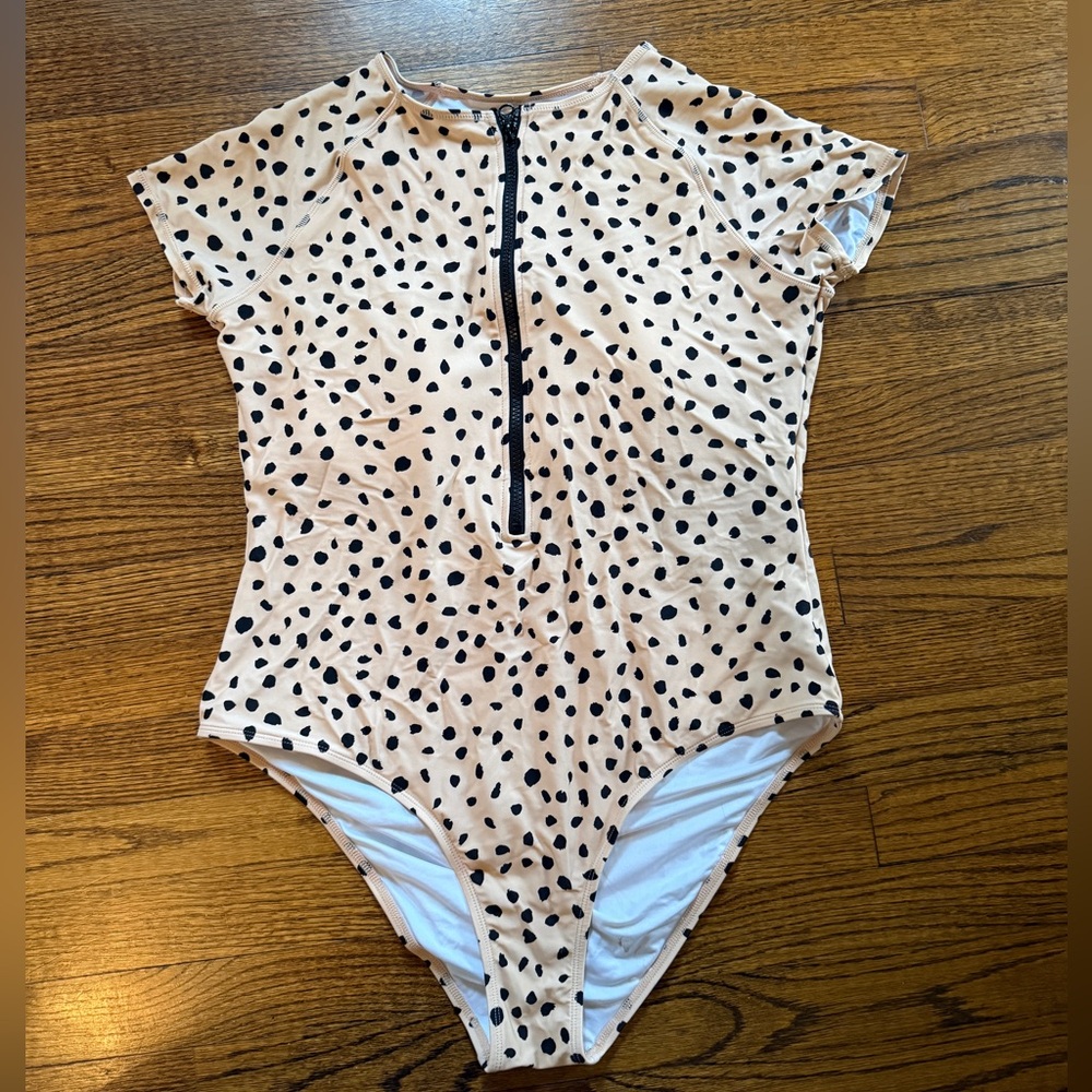 Cupshe Tan and Black Polka Dot One Piece Swimsuit